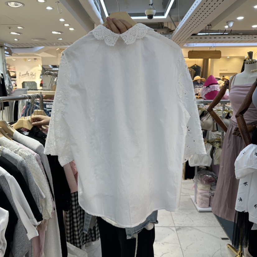 AKRA BY ART韓國直郵女裝新品25春夏休閑時尚襯衫蕾絲衫蕾絲AKRA BY ART襯衫/蕾絲衫