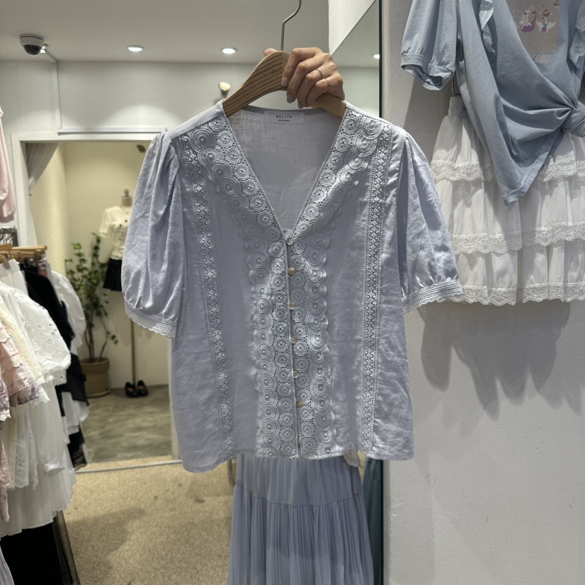 空東大門代購女士新品人氣休閑真品時尚25春夏襯衫蕾絲衫蕾絲BELITA襯衫/蕾絲衫