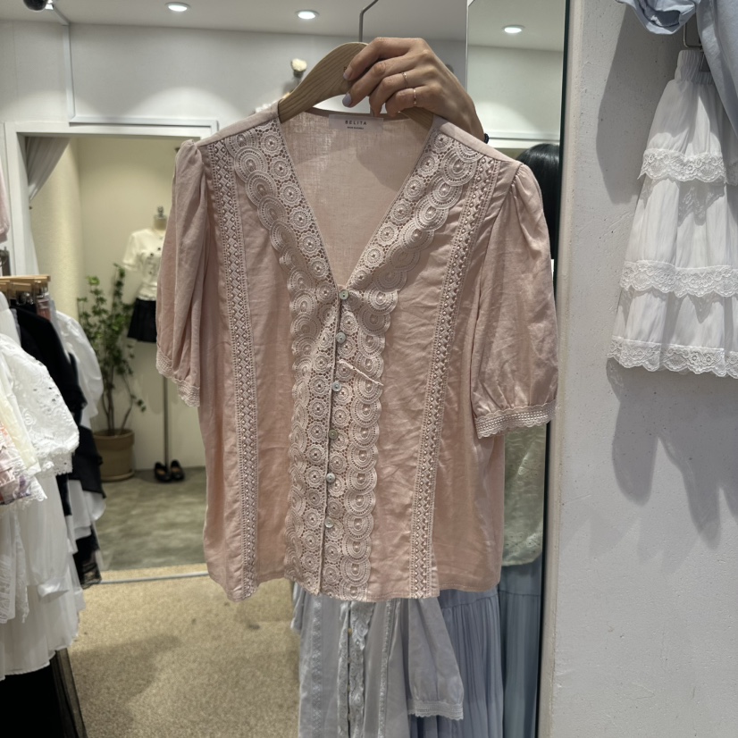 空東大門代購女士新品人氣休閑真品時尚25春夏襯衫蕾絲衫蕾絲BELITA襯衫/蕾絲衫圖色2
