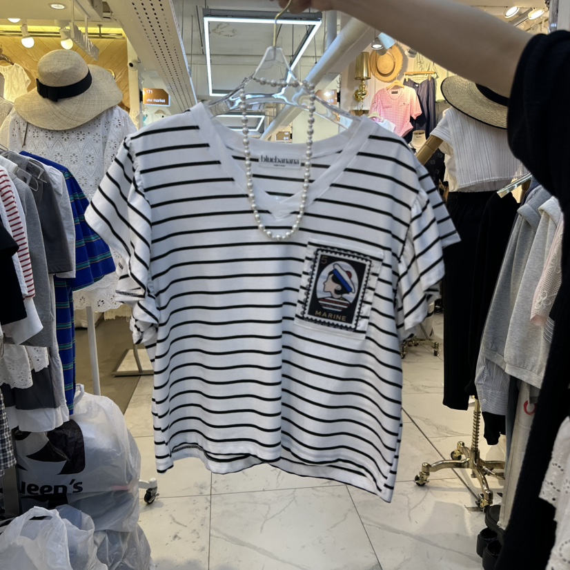 BLUE BANANA韓國代購女士新品真品時尚職業25春夏T恤口袋海軍BLUE BANANAT恤圖色2