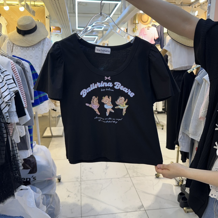 BLUE BANANA韓國直郵女裝新品職業休閑真品人氣25春夏T恤小熊BLUE BANANAT恤圖色2