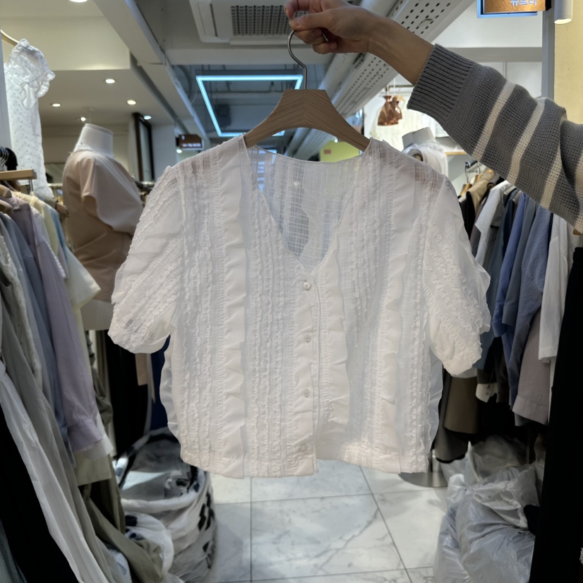 HARU東大門直郵女士新款真品推薦職業25春夏襯衫蕾絲衫荷葉邊HARU襯衫/蕾絲衫