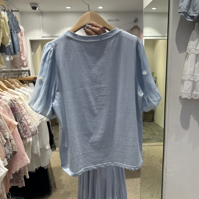 空韓國直郵女裝新款熱賣25春夏休閑時尚真品職業人氣推薦T恤BELITAT恤