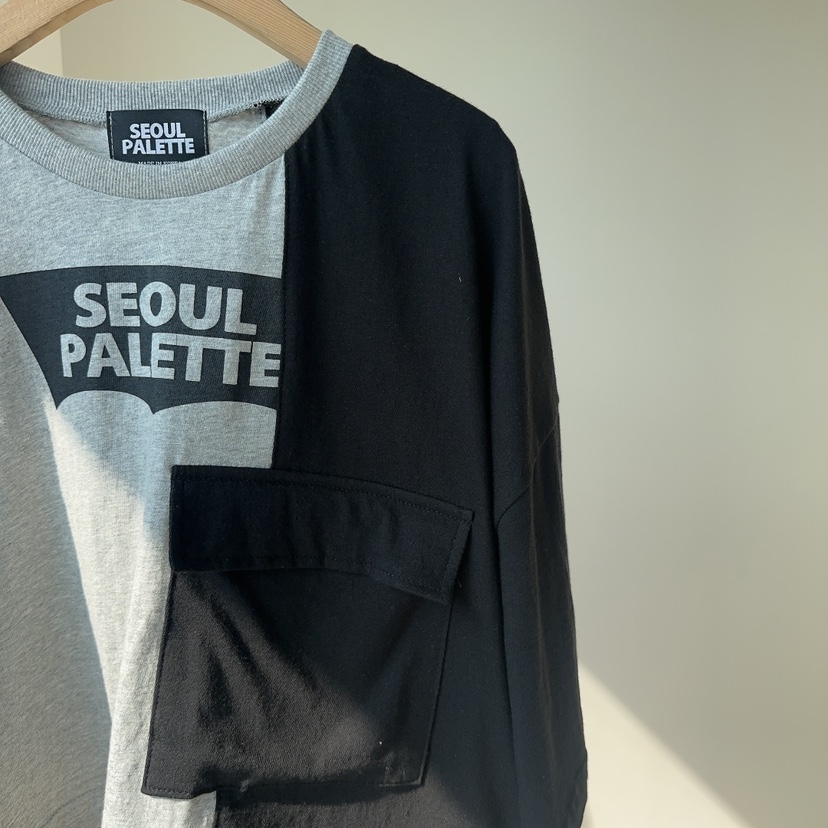 PALETTE-Q直郵韓國代購㊣女裝新款熱賣時尚休閑25春夏T恤口袋PALETTET恤