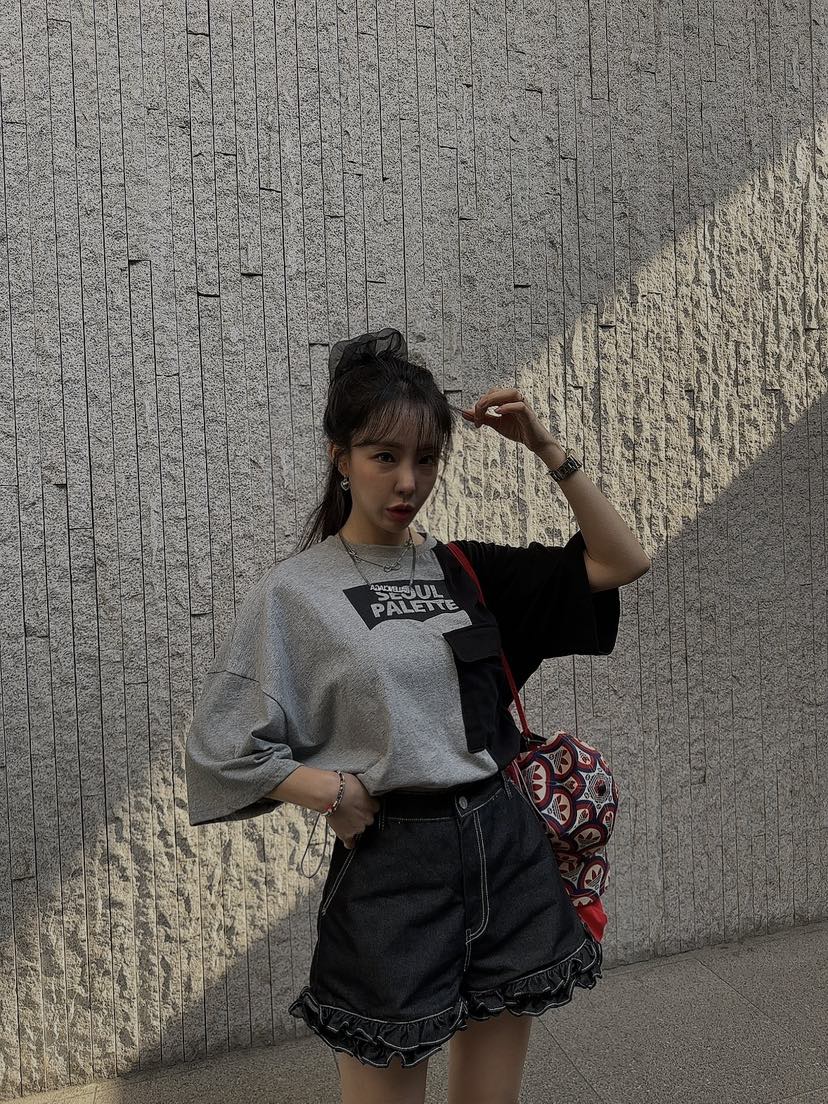 PALETTE-Q直郵韓國代購㊣女裝新款熱賣時尚休閑25春夏T恤口袋PALETTET恤