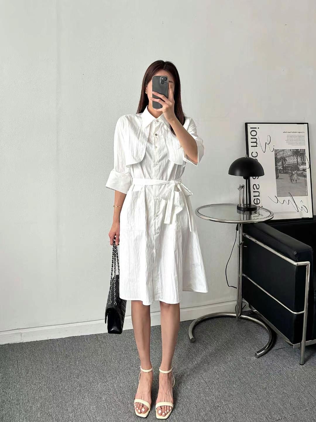 MINK DESIGN韓國㊣直郵東大門代購女裝新品休閑連衣裙含腰帶MINK DESIGN連衣裙