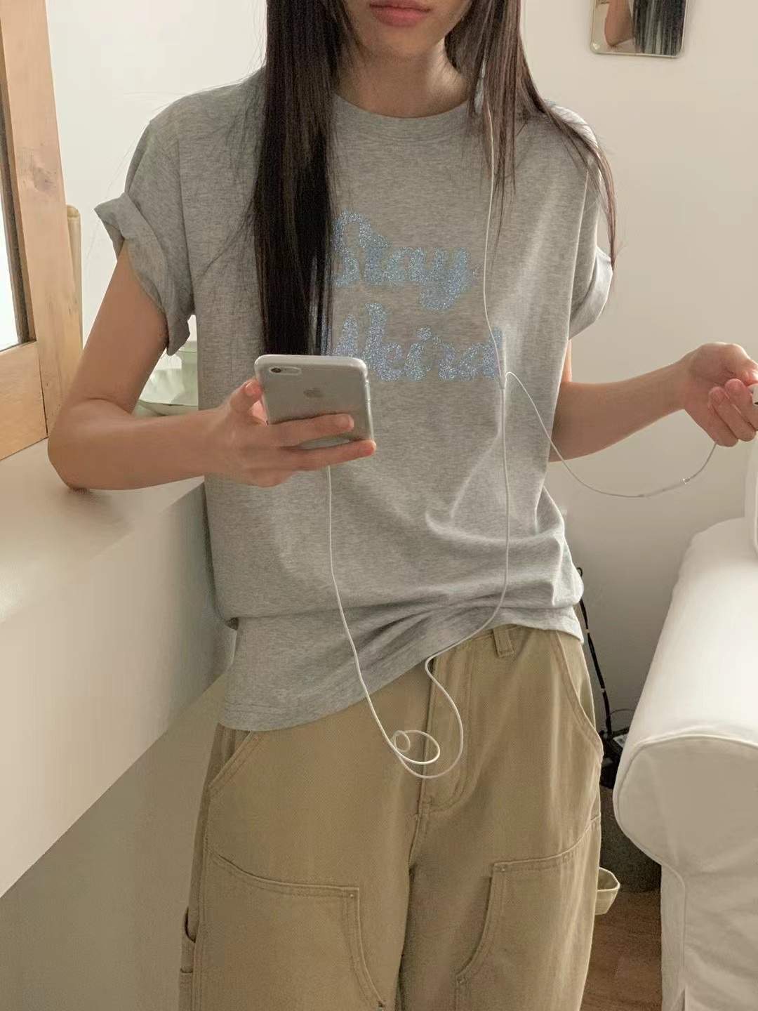 OBE韓國直郵㊣女裝新款推薦熱賣25春夏時尚休閑人氣T恤OBET恤圖色2