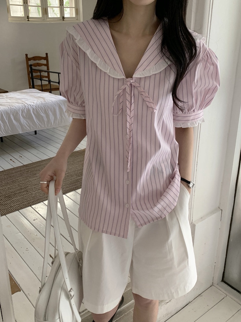 BOUND.A韓國㊣直郵東大門代購女裝新款25春夏襯衫蕾絲衫泡泡袖BOUND.A襯衫/蕾絲衫