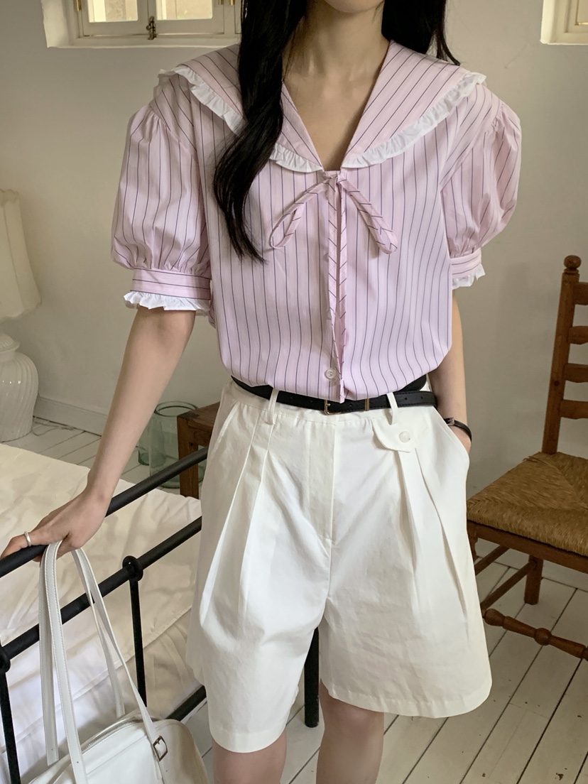 BOUND.A韓國㊣直郵東大門代購女裝新款25春夏襯衫蕾絲衫泡泡袖BOUND.A襯衫/蕾絲衫