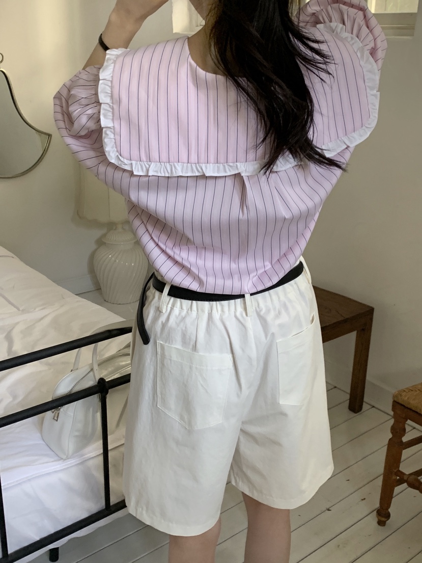 BOUND.A韓國㊣直郵東大門代購女裝新款25春夏襯衫蕾絲衫泡泡袖BOUND.A襯衫/蕾絲衫