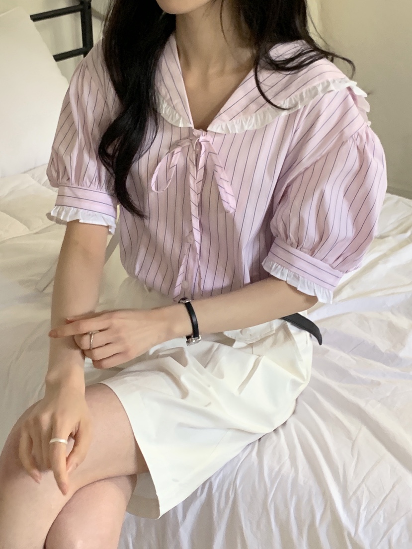 BOUND.A韓國㊣直郵東大門代購女裝新款25春夏襯衫蕾絲衫泡泡袖BOUND.A襯衫/蕾絲衫