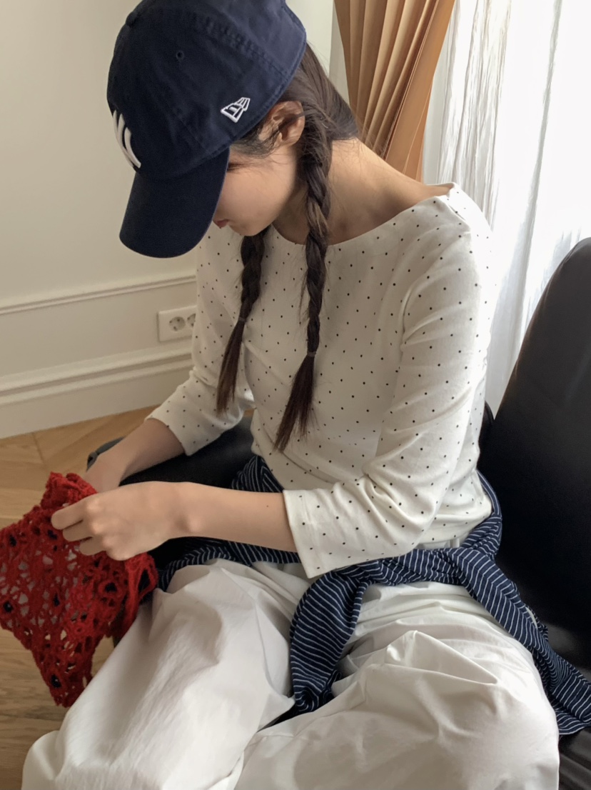 PEBBLE韓國直郵㊣女裝新品休閑時尚熱賣人氣推薦25春夏長袖T恤PEBBLE/LAYER長袖T恤