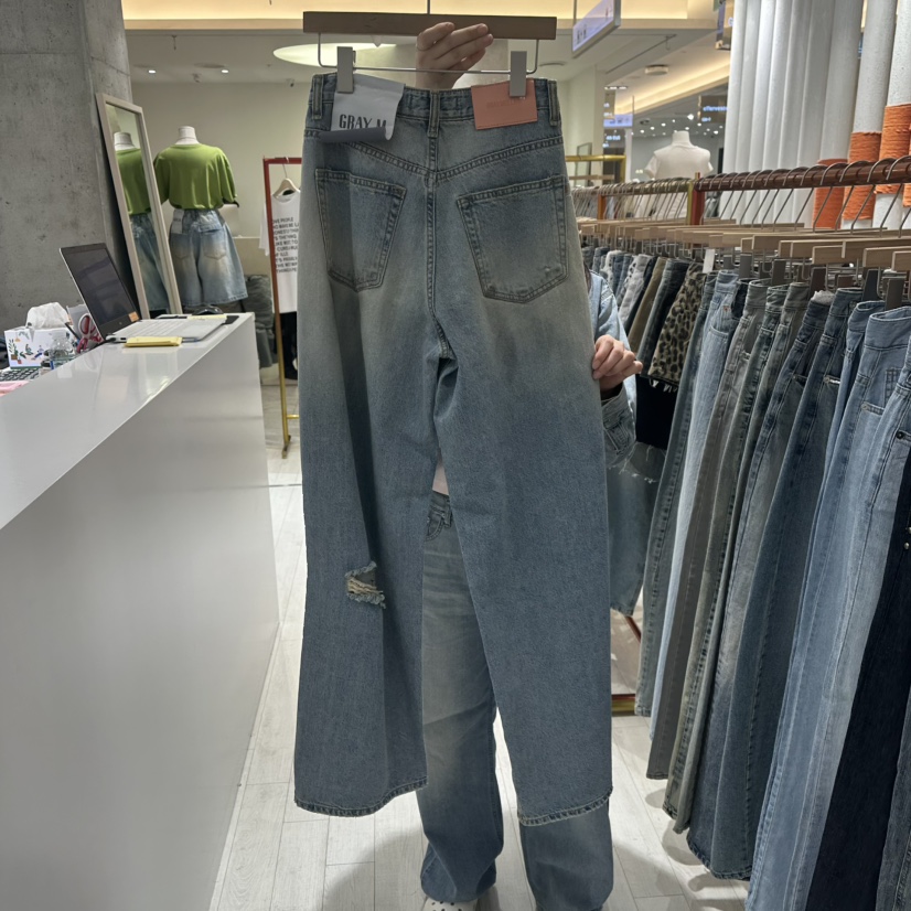 GRAYMELLOW韓國㊣直郵東大門代購女裝新款休閑時尚推薦牛仔褲GRAYMELLOW牛仔褲