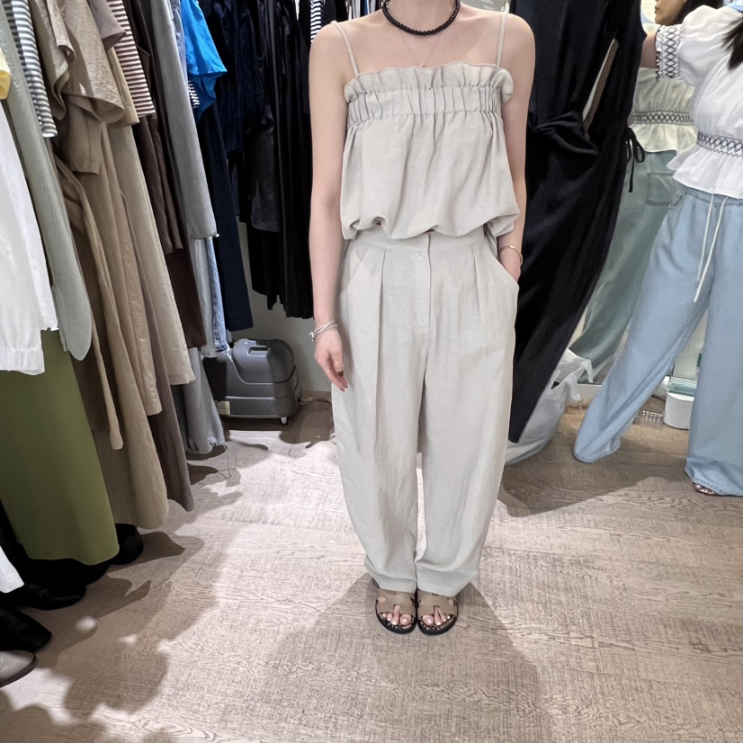 W AND J韓國直郵㊣女裝新品休閑人氣熱賣推薦休閑褲口袋亞麻W AND J休閑褲
