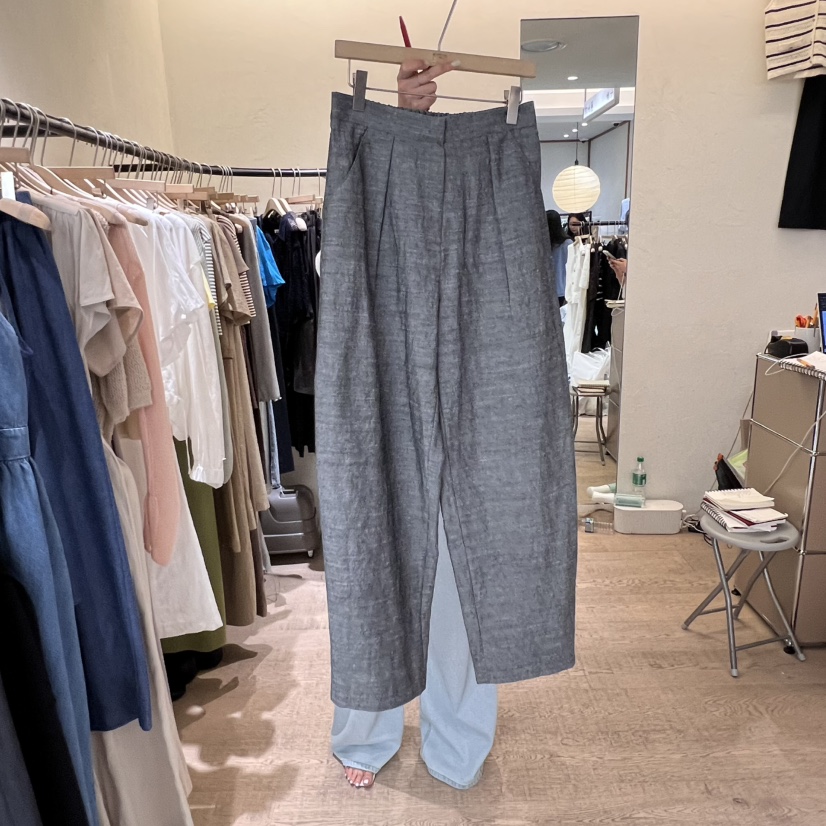 W AND J韓國直郵㊣女裝新品休閑人氣熱賣推薦休閑褲口袋亞麻W AND J休閑褲