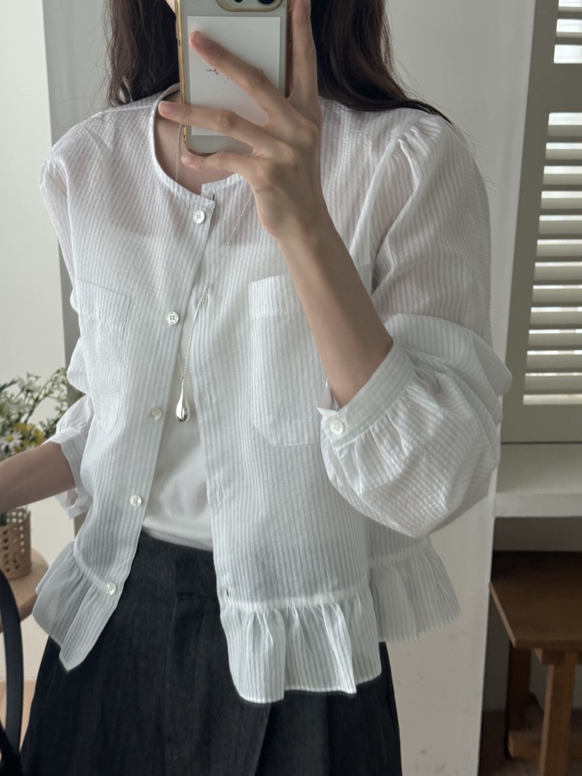 TIZZI韓國直郵㊣東大門實拍女裝新款休閑25春夏推薦襯衫蕾絲衫TIZZI襯衫/蕾絲衫圖色1