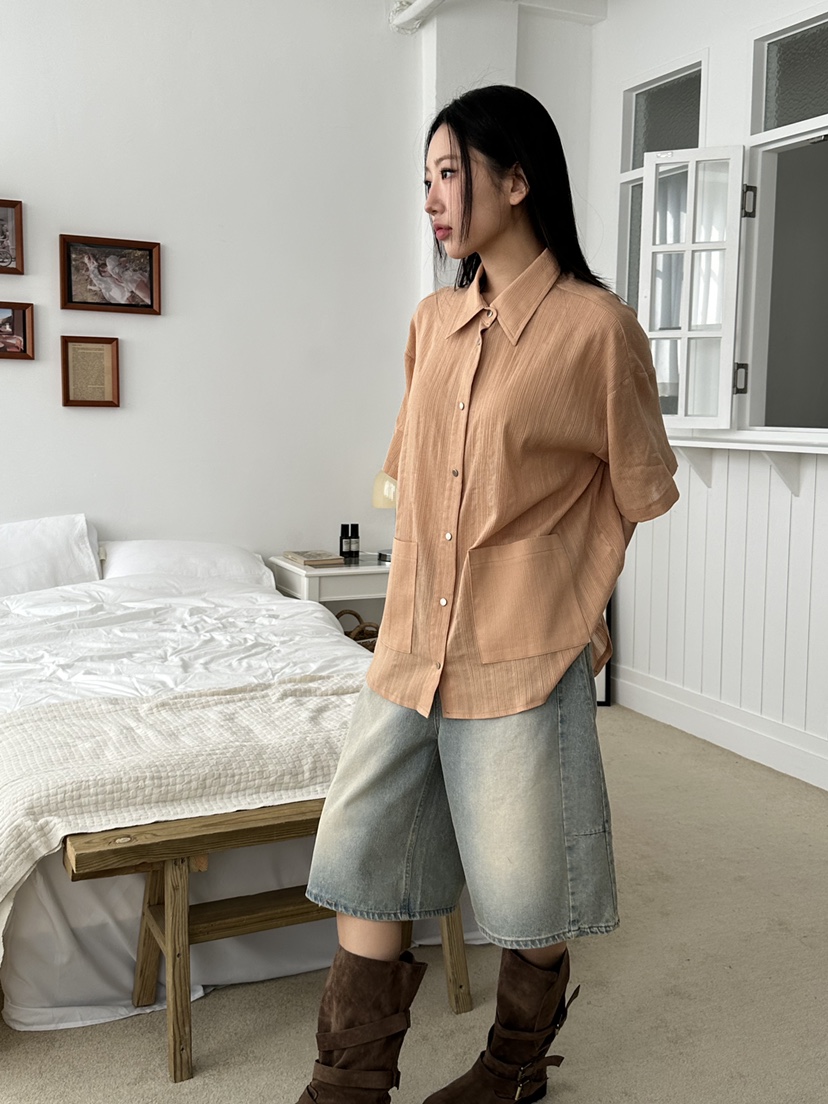 I MFACT韓國㊣直郵東大門代購女裝新款時尚襯衫蕾絲衫褶皺I MFACT襯衫/蕾絲衫