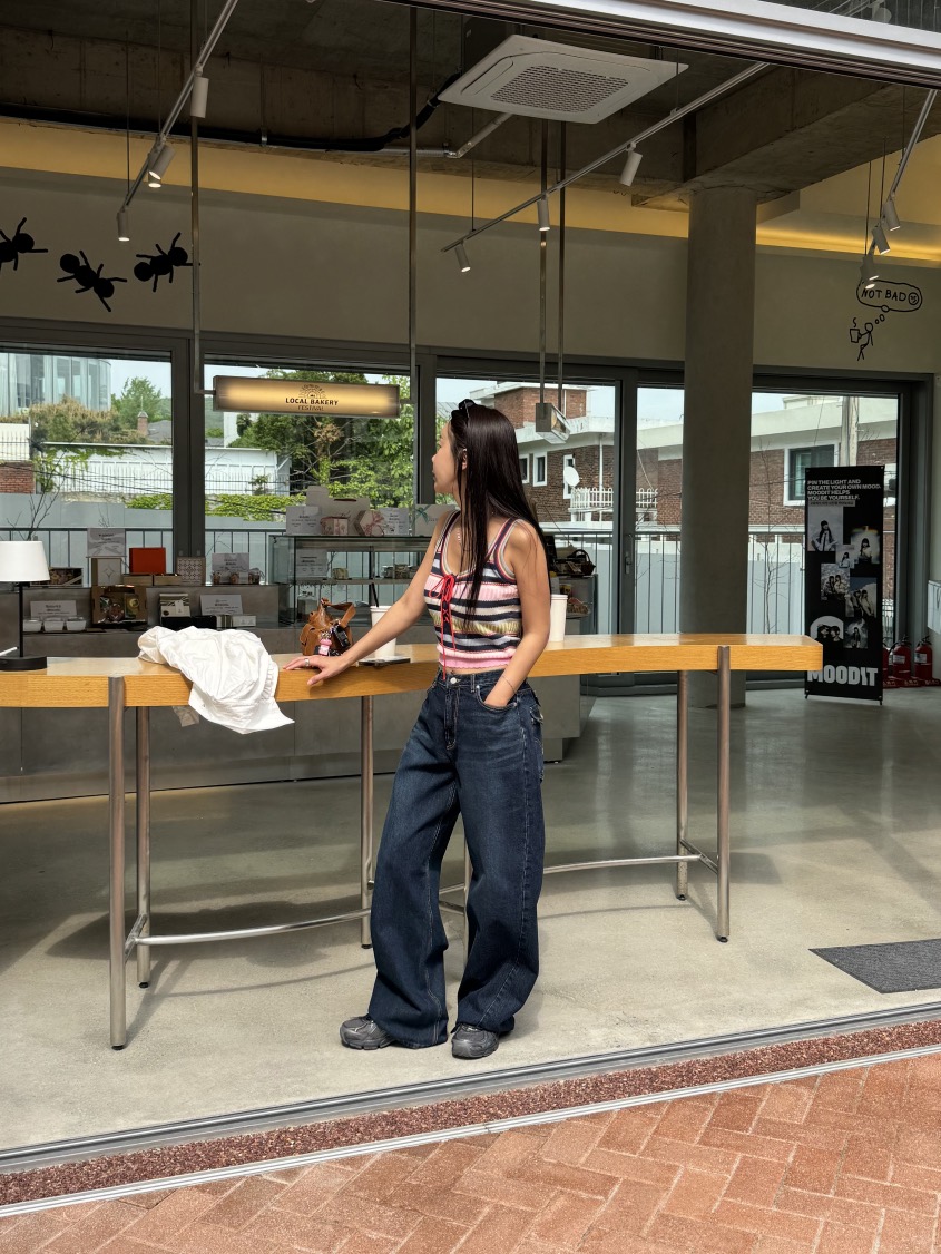 SUNDER MARKET韓國直郵㊣東大門實拍女裝新品推薦牛仔褲腰帶紐扣SUNDER MARKET牛仔褲