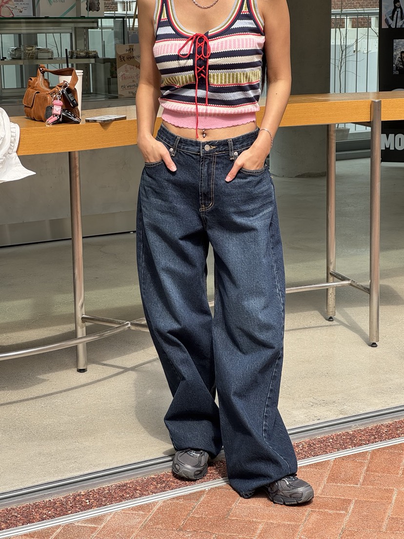 SUNDER MARKET韓國直郵㊣東大門實拍女裝新品推薦牛仔褲腰帶紐扣SUNDER MARKET牛仔褲圖色1