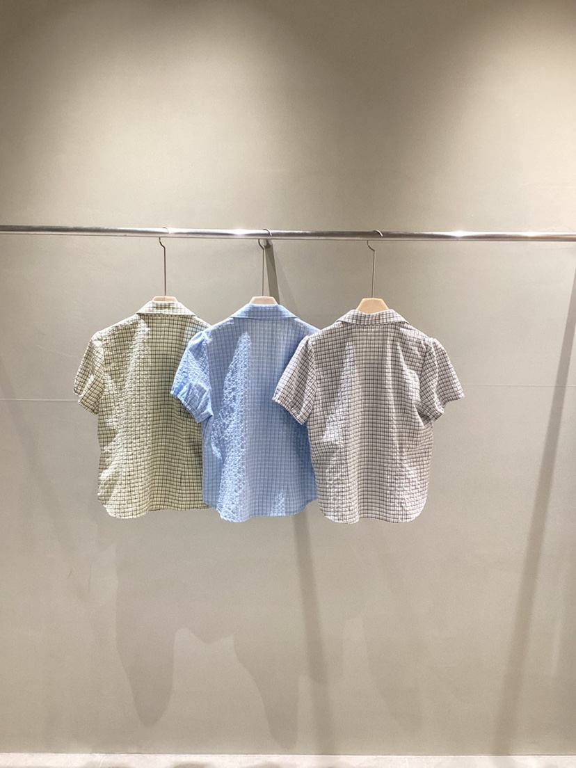 NEAR LEAP-P直郵韓國代購㊣女裝新品時尚25春夏襯衫蕾絲衫格紋NEAR LEAP襯衫/蕾絲衫