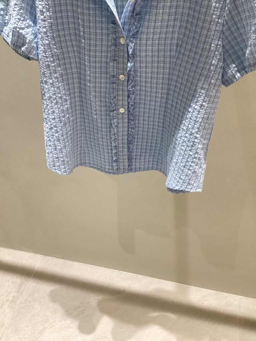 NEAR LEAP-P直郵韓國代購㊣女裝新品時尚25春夏襯衫蕾絲衫格紋NEAR LEAP襯衫/蕾絲衫