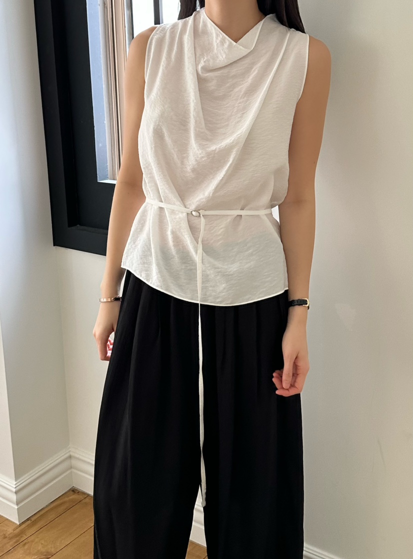 LE VASE韓國㊣直郵東大門代購女裝新品時尚吊帶背心含腰繩LE VASE吊帶/背心
