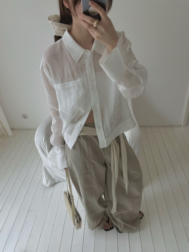 MARE韓國㊣直郵東大門代購女裝新款時尚襯衫蕾絲衫不含內搭亞麻MARE襯衫/蕾絲衫