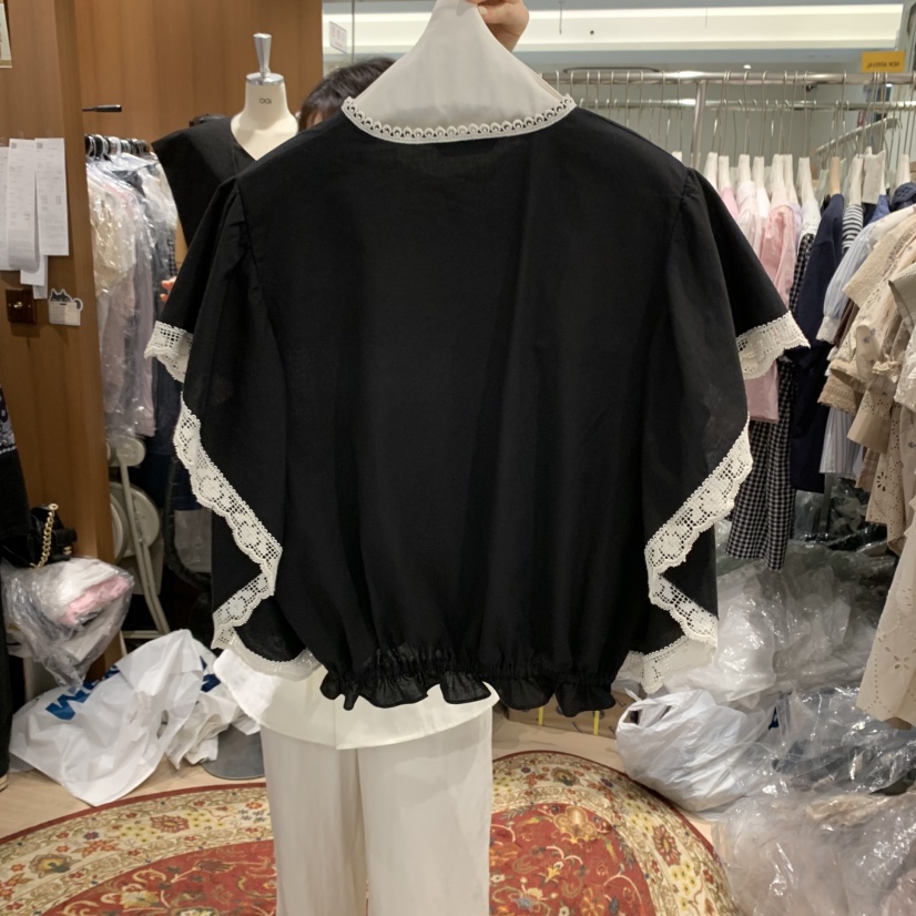 OGI直郵韓國代購㊣女裝新品時尚25春夏人氣推薦熱賣襯衫蕾絲衫FLat OGI襯衫/蕾絲衫