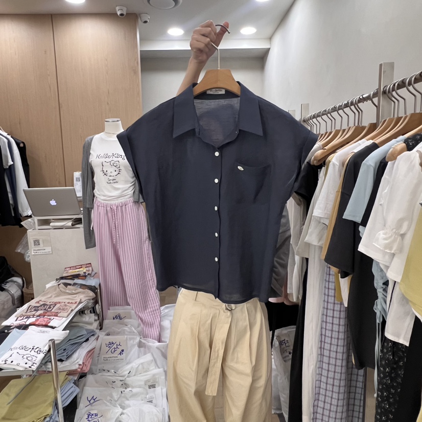 VILLABUTTON韓國直郵㊣東大門實拍女裝新品熱賣25春夏襯衫蕾絲衫VILLABUTTON襯衫/蕾絲衫圖色2
