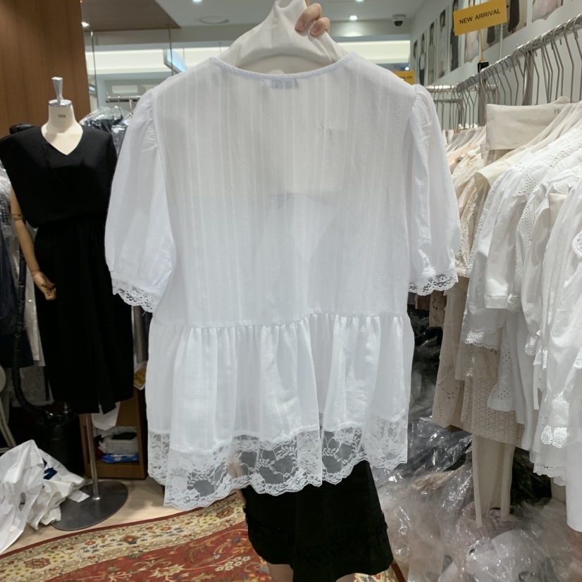 OGI韓國直郵㊣女裝新品休閑熱賣推薦25春夏人氣時尚襯衫蕾絲衫FLat OGI襯衫/蕾絲衫