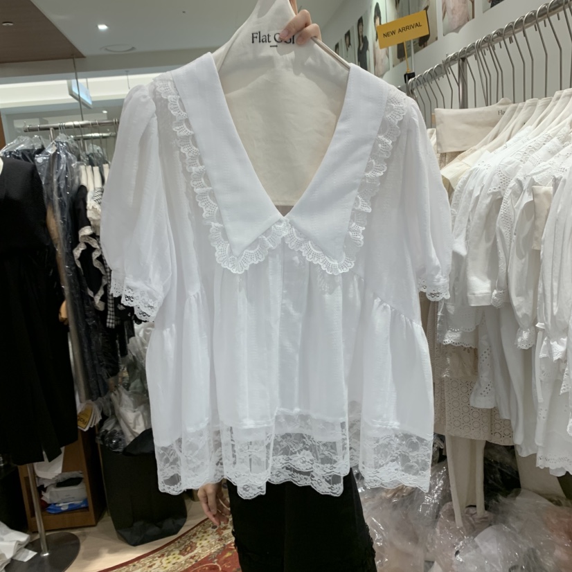 OGI韓國直郵㊣女裝新品休閑熱賣推薦25春夏人氣時尚襯衫蕾絲衫FLat OGI襯衫/蕾絲衫圖色2