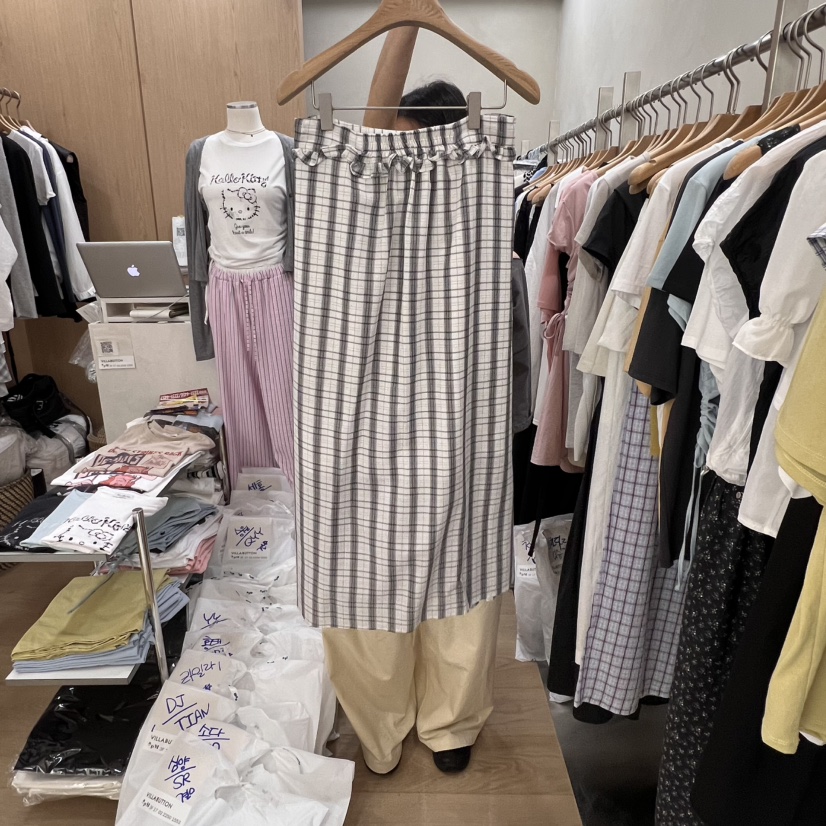 VILLABUTTON韓國直郵㊣女裝新款人氣25春夏推薦熱賣長裙格紋VILLABUTTON長裙