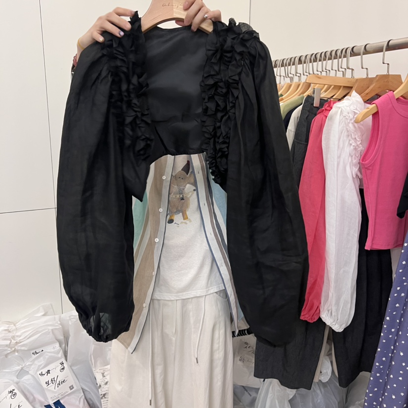 DOHWAJI韓國直郵㊣東大門實拍女裝新品25春夏襯衫蕾絲衫披肩DOHWAJI襯衫/蕾絲衫圖色2
