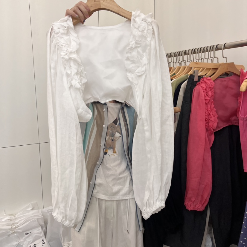 DOHWAJI韓國直郵㊣東大門實拍女裝新品25春夏襯衫蕾絲衫披肩DOHWAJI襯衫/蕾絲衫圖色3
