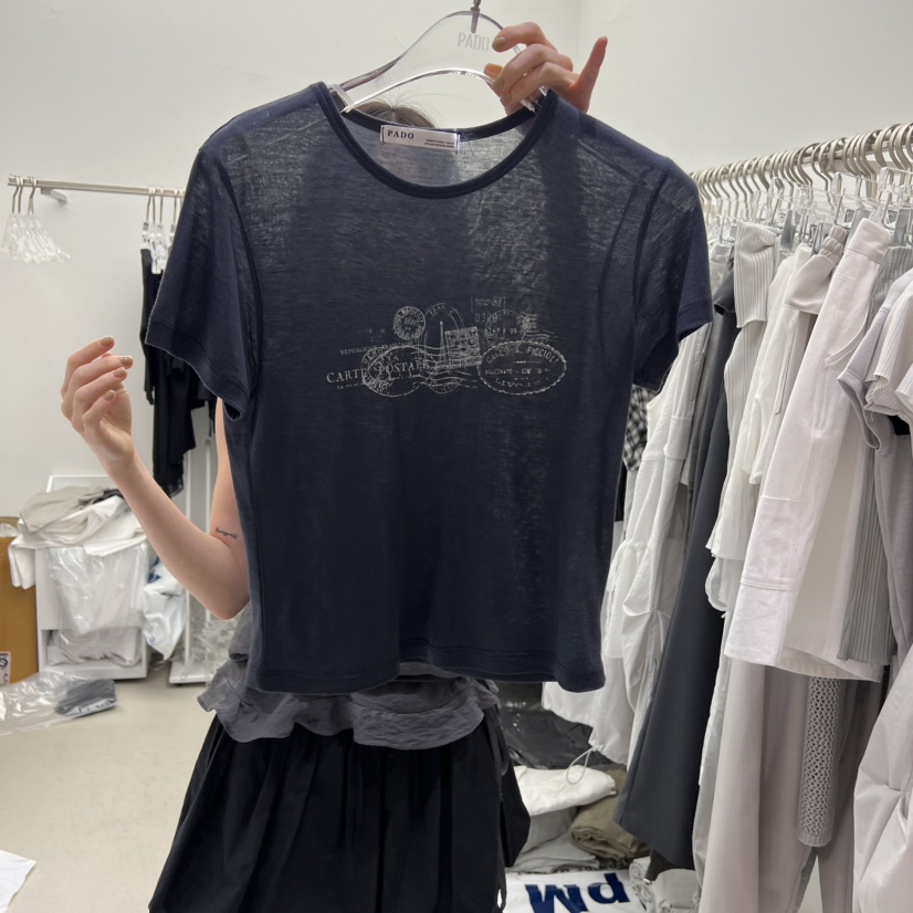 PADO直郵韓國代購㊣女裝新品推薦25春夏時尚休閑人氣熱賣T恤PADOT恤圖色3