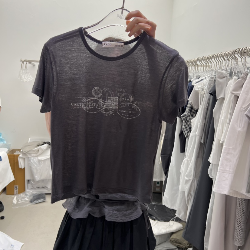 PADO直郵韓國代購㊣女裝新品推薦25春夏時尚休閑人氣熱賣T恤PADOT恤圖色4