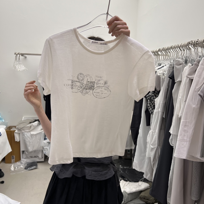 PADO直郵韓國代購㊣女裝新品推薦25春夏時尚休閑人氣熱賣T恤PADOT恤圖色5
