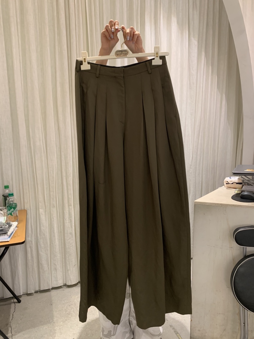 PAPERMOON直郵韓國代購㊣女裝新品25春夏推薦休閑休閑褲亞麻paper moon休閑褲圖色2