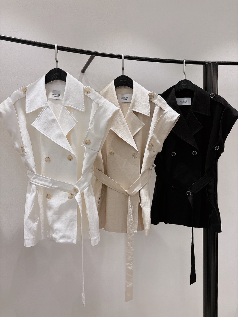 MINI BE韓國直郵㊣東大門實拍女裝新品休閑人氣馬甲含腰帶MINI BE馬甲