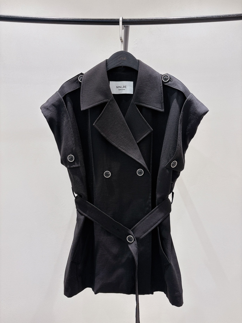 MINI BE韓國直郵㊣東大門實拍女裝新品休閑人氣馬甲含腰帶MINI BE馬甲圖色3