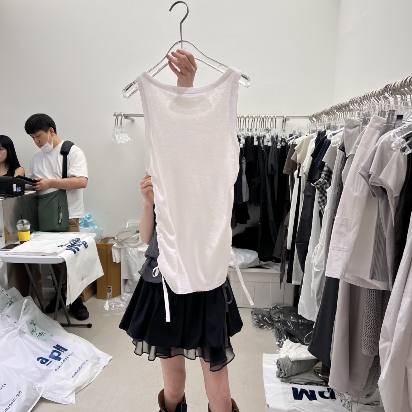 PADO韓國直郵㊣東大門實拍女裝新款25春夏時尚吊帶背心亞麻PADO吊帶/背心