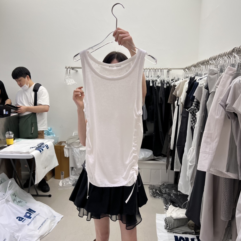 PADO韓國直郵㊣東大門實拍女裝新款25春夏時尚吊帶背心亞麻PADO吊帶/背心