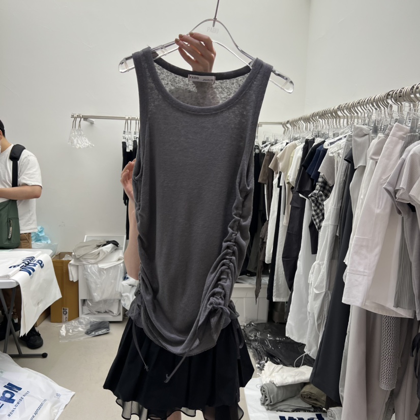 PADO韓國直郵㊣東大門實拍女裝新款25春夏時尚吊帶背心亞麻PADO吊帶/背心圖色2