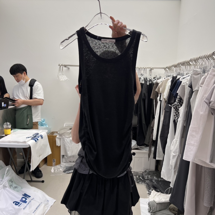 PADO韓國直郵㊣東大門實拍女裝新款25春夏時尚吊帶背心亞麻PADO吊帶/背心圖色3