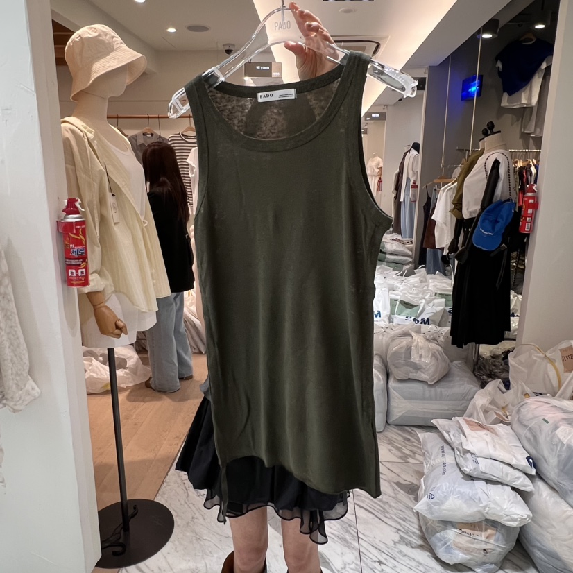PADO韓國直郵㊣東大門實拍女裝新款25春夏時尚吊帶背心亞麻PADO吊帶/背心圖色4