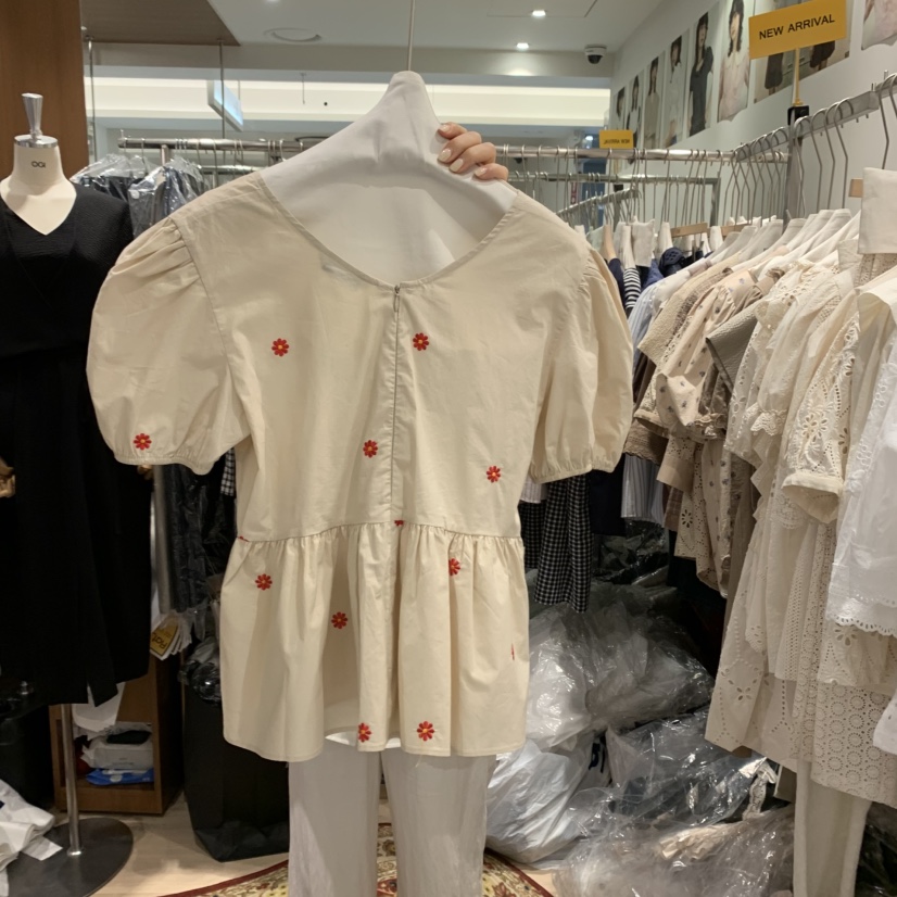 OGI韓國直郵㊣女裝新品推薦25春夏人氣熱賣休閑襯衫蕾絲衫刺繡FLat OGI襯衫/蕾絲衫