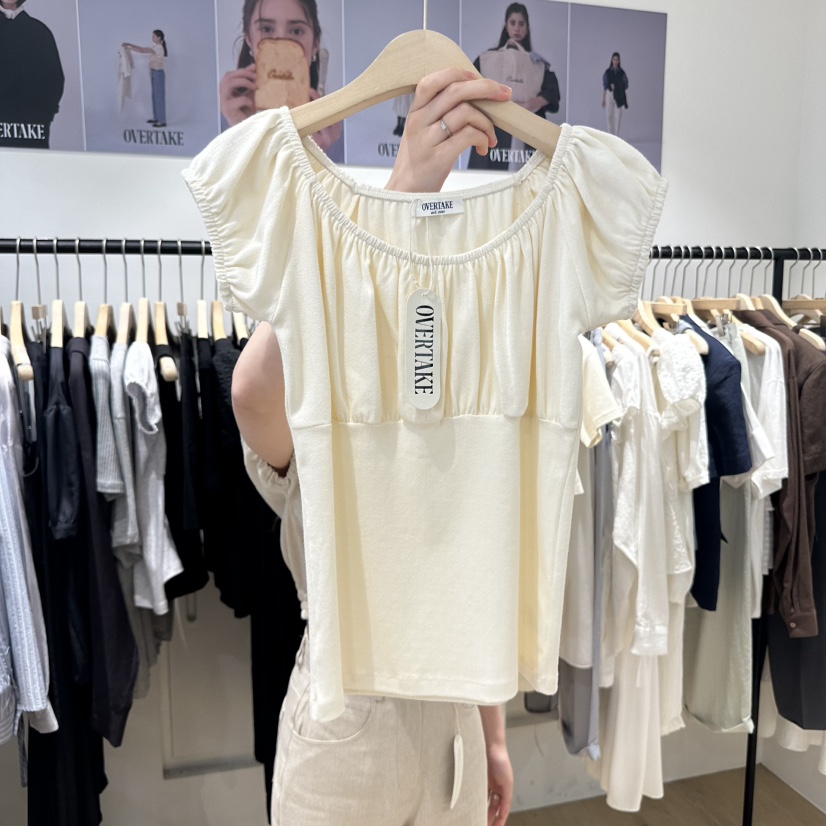 OVERTAKE韓國直郵㊣女裝新品熱賣休閑推薦人氣時尚T恤泡泡袖OVERTAKET恤圖色3