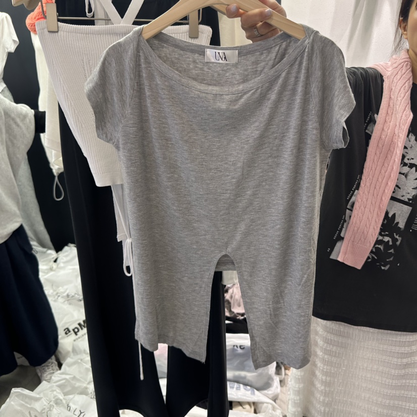 UNA/THE MAY韓國直郵㊣東大門實拍女裝新款熱賣推薦T恤紐扣THEMAY/UNAT恤圖色3