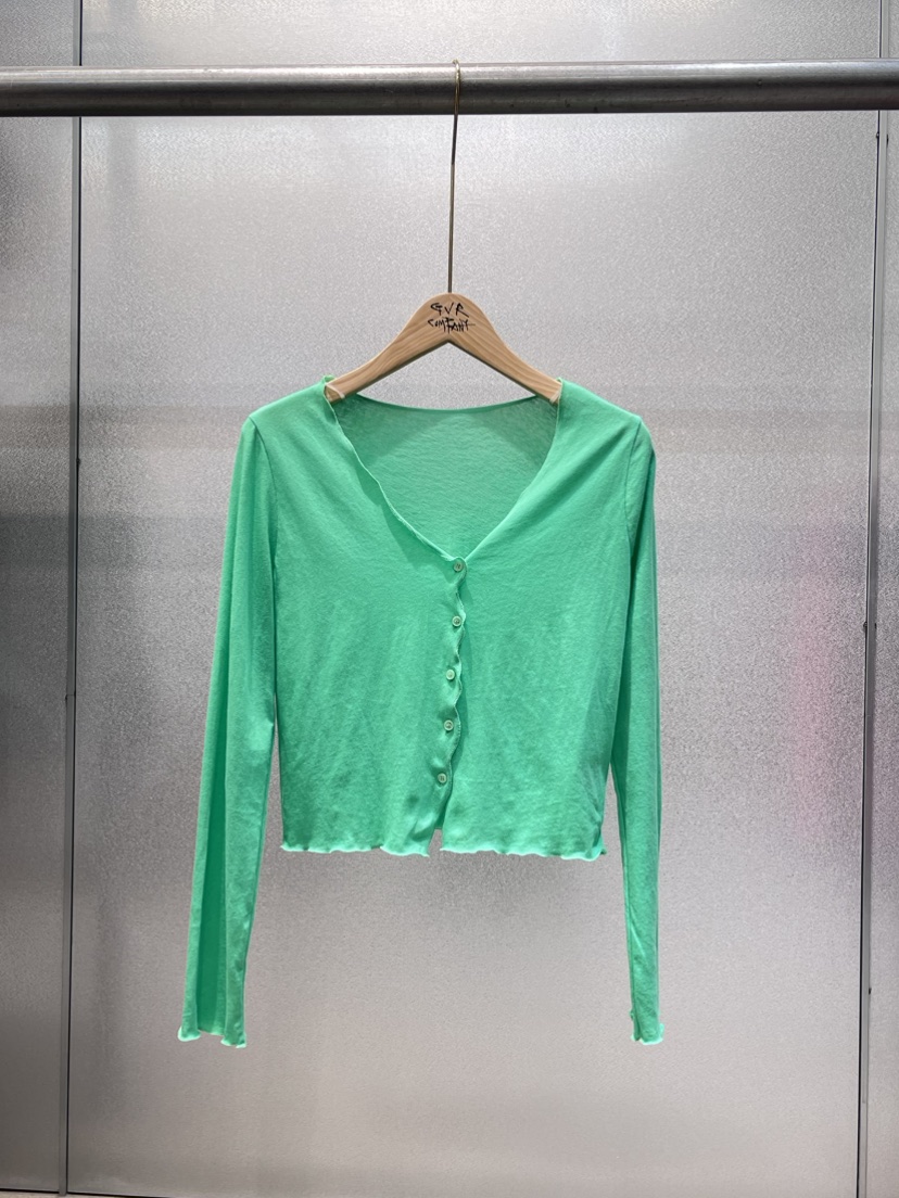 VARY COON直郵韓國代購㊣女裝新品25春夏針織衫荷葉邊開衫GVR-VARY COON針織衫圖色2