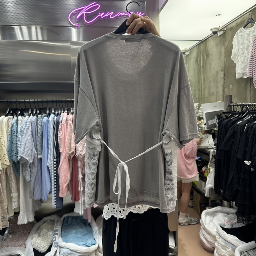 RUNWAY-런웨이直郵韓國代購㊣女裝新品人氣休閑25春夏T恤假兩件RUNWAYT恤